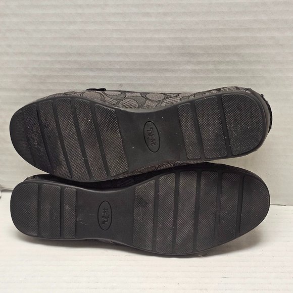 Coach Olive Black Gray Signature Logo Print Canvas Leather Loafer Shoes 10 40 - Picture 13 of 15